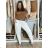 Kalhoty elegantní s páskem dámské  (S/M/L ONE SIZE) ITALSKÁ MÓDA IM425030/DUR sv. hnědá S/M/L