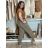 Kalhoty elegantní s páskem dámské  (S/M/L ONE SIZE) ITALSKÁ MÓDA IM425030/DUR sv. hnědá S/M/L