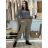 Kalhoty elegantní s páskem dámské  (S/M/L ONE SIZE) ITALSKÁ MÓDA IM425030/DUR sv. hnědá S/M/L