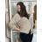 Übergroßer Langarmpullover für Damen (Einheitsgröße S/M) ITALIAN FASHION IMWCA23DH2302 S / M / L hellbeige