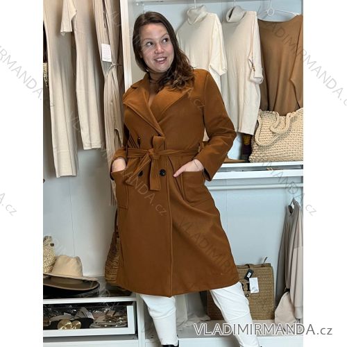 Herbstmantel mit Gürtel, lange Ärmel, Damen (S/M/L ONE SIZE) ITALIAN FASHION IMWCL252807 M/L/XL braun