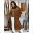 Herbstmantel mit Gürtel, lange Ärmel, Damen (S/M/L ONE SIZE) ITALIAN FASHION IMWCL252807 M/L/XL braun