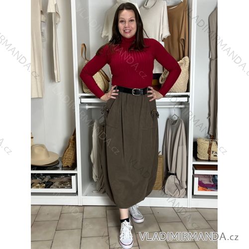 Women's Warm Long Sleeve Dress (L / XL ONE SIZE) ITALIAN FASHION IM421MIA S / M / L Brown