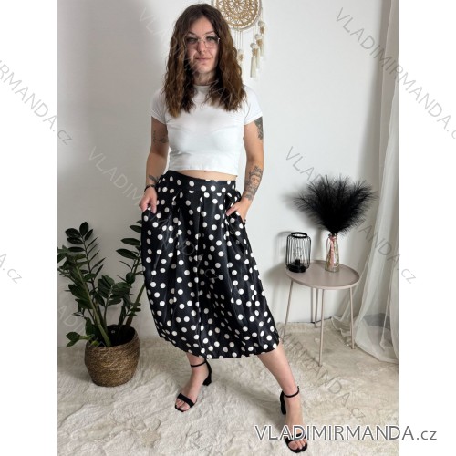 Sukně středně dlouhá dámská (S/M ONE SIZE) ITALSKÁ MÓDA IMM24M3154-1A/DUR Černá S/M/L