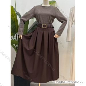Šaty s páskem dlouhý rukáv dámské (S/M/L ONE SIZE) ITALSKÁ MÓDA IMM25M5920