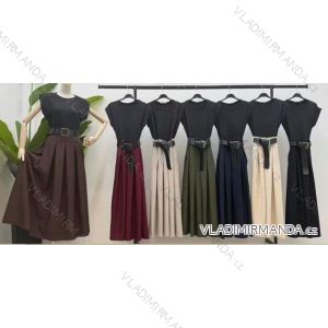Šaty s páskem krátký rukáv dámské (S/M/L ONE SIZE) ITALSKÁ MÓDA IMM25M5898