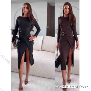 Šaty elegantní dlouhý rukáv dámské (S/M/L ONE SIZE) ITALSKÁ MÓDA IMM25M42722