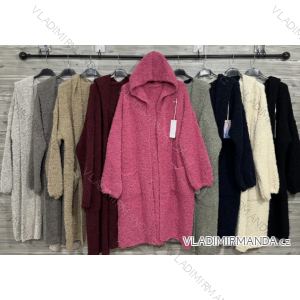 Cardigan s kapucí dlouhý rukáv dámský (S/M/L ONE SIZE) ITALSKÁ MÓDA IMPOZ25YNK-83934