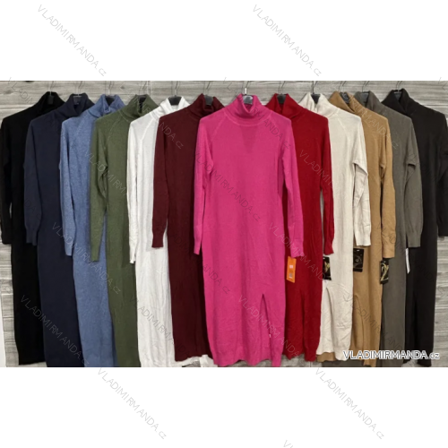 Šaty s rolákem dlouhý rukáv dámské (S/M/L ONE SIZE) ITALSKÁ MÓDA IMPOZ25SM-010