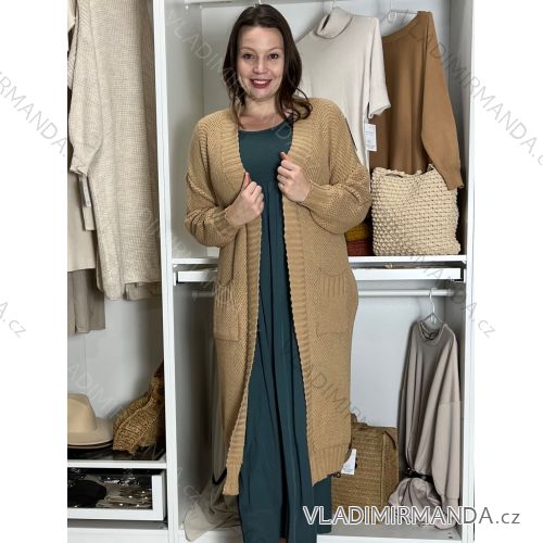 Cardigan dlouhý pletený dlouhý rukáv dámský (S/M/L ONE SIZE) ITALSKÁ MÓDA IMPLI258788