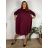 Šaty manžestrové teplé dlhý rukáv dámske nadrozmer VIOLA  (50/52/54 ONE SIZE) TALIANSKA MÓDA IM425537/DUR  vínová
