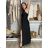 Šaty dlhé elegantné na ramienka dámske AMANDA  (S/M/L ONE SIZE) TALIANSKA MODA IM323022/DUR S/M/L čierna