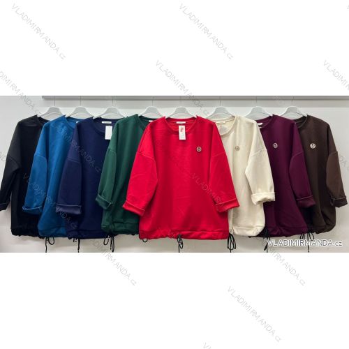 Mikina teplá dlouhý rukáv dámská nadrozměr (52/54/56 ONE SIZE) ITALSKÁ MÓDA IM425609