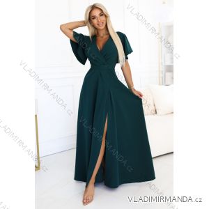 Dlouhé šaty JENNIFER s rozparkem na nohavicích, rukávy a výstřihem (S-3XL) Polská moda NMC-581-8/DUR