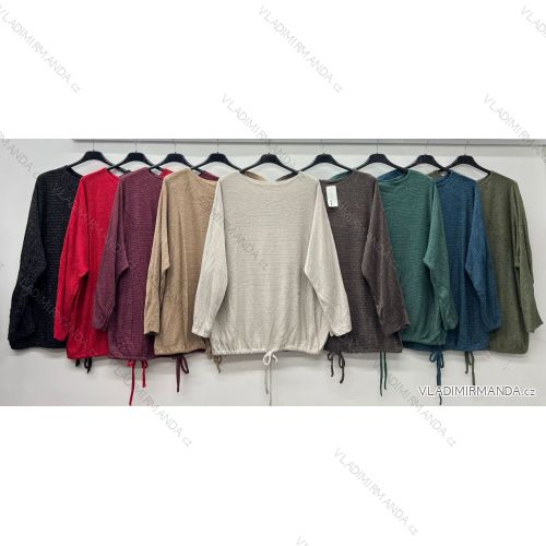 Svetr teplý třpytivý dlouhý rukáv dámský nadrozměr (54/56/58 ONE SIZE) ITALSKÁ MÓDA IM425652