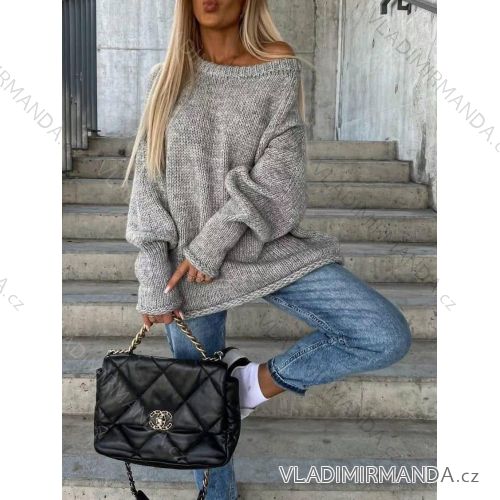 Sveter pletený oversize dlhý rukáv dámsky (XS/S/M ONE SIZE) TALIANSKA MÓDA IMM25M3226