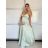 Šaty dlouhé elegantní saténové na ramínka dámské (S/M/L ONE SIZE) ITALSKÁ MÓDA IMPBB25B26588/DU -   béžová -   S/M/L