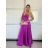 Šaty dlouhé elegantní saténové na ramínka dámské (S/M/L ONE SIZE) ITALSKÁ MÓDA IMPBB25B26588/DU -   béžová -   S/M/L
