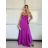 Šaty dlouhé elegantní saténové na ramínka dámské (S/M/L ONE SIZE) ITALSKÁ MÓDA IMPBB25B26588/DU -   béžová -   S/M/L