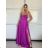 Šaty dlouhé elegantní saténové na ramínka dámské (S/M/L ONE SIZE) ITALSKÁ MÓDA IMPBB25B26588/DU -   béžová -   S/M/L