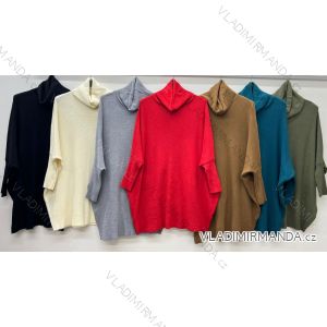 Svetr úpletový oversize s rolákem dlouhý rukáv dámský nadrozměr (54/56/58 ONE SIZE) ITALSKÁ MÓDA IM425669