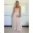 Šaty dlouhé elegantní letní na ramínka dámské (XS/S/M ONE SIZE) ITALSKÁ MÓDA IMM25M40243/DU -   béžová -   S/M