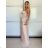 Šaty dlouhé elegantní letní na ramínka dámské (XS/S/M ONE SIZE) ITALSKÁ MÓDA IMM25M40243/DU -   béžová -   S/M
