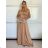 Šaty dlouhé elegantní letní na ramínka dámské (XS/S/M ONE SIZE) ITALSKÁ MÓDA IMM25M40243/DU -   béžová -   S/M