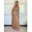 Šaty dlouhé elegantní letní na ramínka dámské (XS/S/M ONE SIZE) ITALSKÁ MÓDA IMM25M40243/DU -   béžová -   S/M