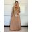 Šaty dlouhé elegantní letní na ramínka dámské (XS/S/M ONE SIZE) ITALSKÁ MÓDA IMM25M40243/DU -   béžová -   S/M