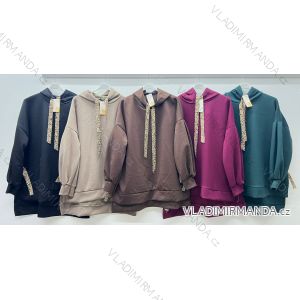 Mikina teplá s kapucňou dlhý rukáv dámska nadrozmer (54/56/58 ONE SIZE) TALIANSKA MÓDA IM425615
