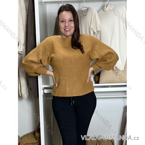 Svetr nabíraný dlouhý rukáv dámský DIARA (S/M/L ONE SIZE) ITALSKÁ MÓDA IMSM251136