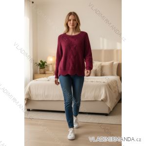 Sveter pletený dlhý rukáv dámsky nadrozmer (44/46/48 ONE SIZE) TALIANSKA MÓDA IMD25257