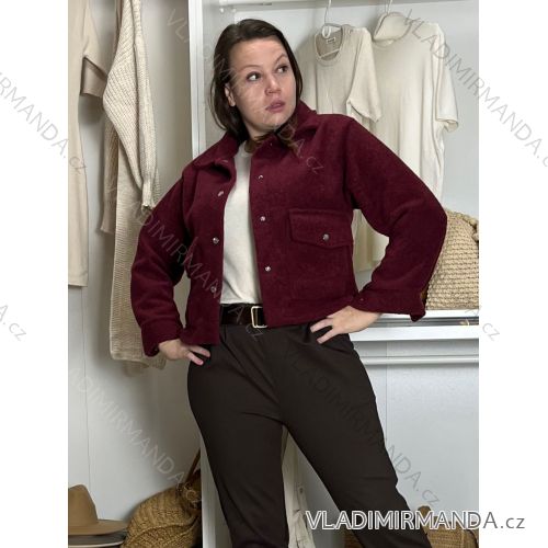Kabátek teplý dlouhý rukáv dámský DANA (S/M/L ONE SIZE) ITALSKÁ MÓDA IMD25183/DU S/M/L vínová