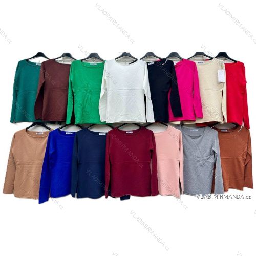 Svetr úpletový tenký dlouhý rukáv dámský (S/M ONE SIZE) ITALSKÁ MÓDA IMD23733