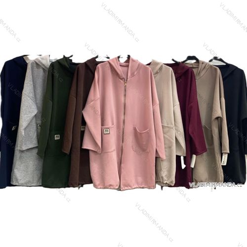 Mikina dlouhá s kapucňou na zips dlhý rukáv dámska nadrozmer (54/56/58 ONE SIZE) TALIANSKA MÓDA IMC25489