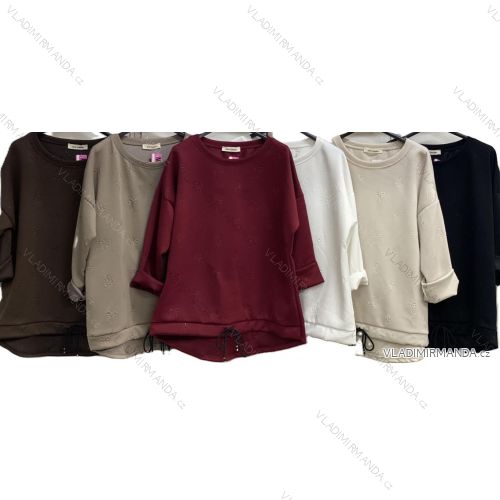 Mikina teplá dlouhý rukáv dámská nadrozměr (48/50/52 ONE SIZE) ITALSKÁ MÓDA IMC25491