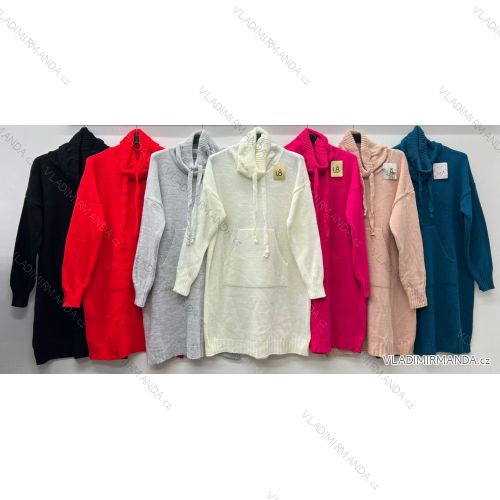 Šaty voľnočasové teplé dlhý rukáv dámske nadrozmer (52/54/56 ONE SIZE) TALIANSKA MÓDA IM425711