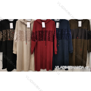 Women's Long Sleeve Oversized Zip Up Hooded Sweatshirt Coat (S/M/L ONE SIZE) ITALIAN FASHION IMPLI249611
