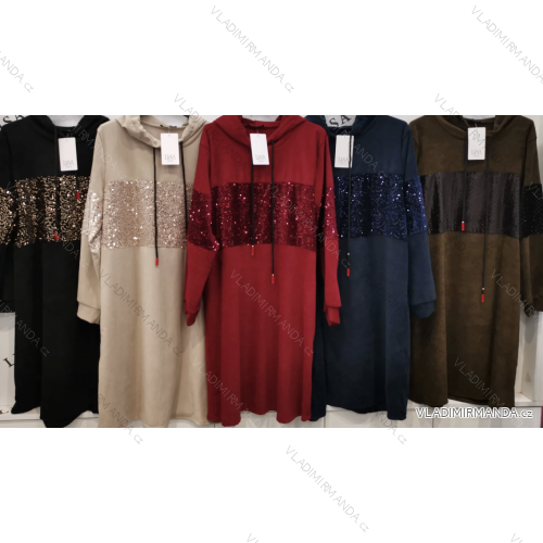 Langärmliger, übergroßer Kapuzen-Sweatshirtmantel mit Reißverschluss für Damen (Einheitsgröße S/M/L) ITALIAN FASHION IMPLI249611