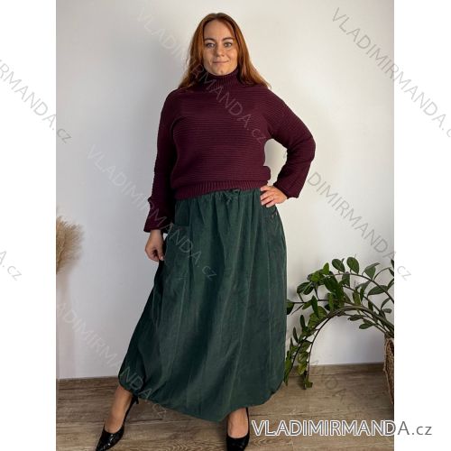 Sveter oversize teplý dlhý rukáv dámsky nadrozmer (46/48/50 ONE SIZE) TALIANSKA MóDA IMSM24O-8063/DUR vínová 46/48/50