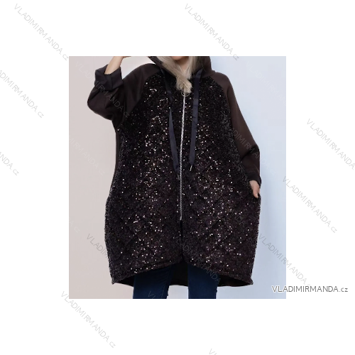 Mikina s kapucí na zip dlouhý rukáv dámská (S/M/L ONE SIZE) ITALSKÁ MÓDA IMPLI2551146