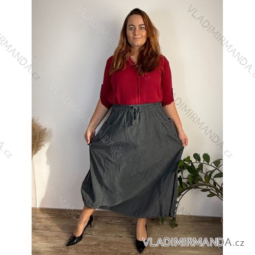 Sukně manžestrová dámská nadrozměr EMMA  (44/46/48 ONE SIZE) ITALSKá MóDA IMSM251169/DUR šedá 44/46/48