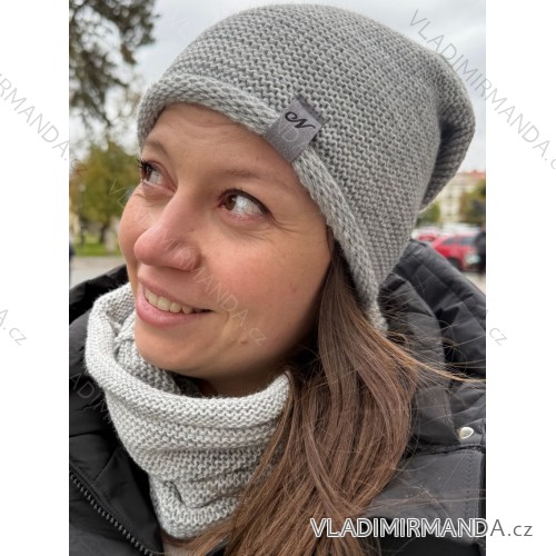 Čiapka nákrčník súprava zimná dámska (ONE SIZE) POLSKÁ VÝROBA PV820056/DR ONE SIZE svetlo šedá