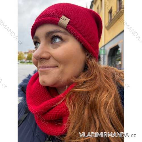 Čiapka nákrčník súprava zimná dámska (ONE SIZE) POLSKÁ VÝROBA PV820056/DR ONE SIZE tmavo červená