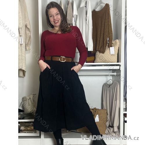 Sukně s páskem manžestrová dámská MONA (S/M/L ONE SIZE) ITALSKá MóDA IMSM251155/DU černá S/M/L
