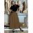 Women's long pleated skirt with belt (S/M/L ONE SIZE) ITALIAN FASHION IMC25333