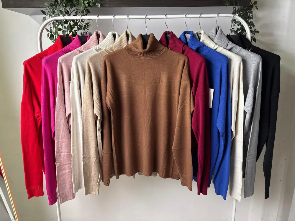Svetr úpletový s rolákem dlouhý rukáv dámský (S/M/L ONE SIZE) ITALSKÁ MÓDA IMPLP2486090058