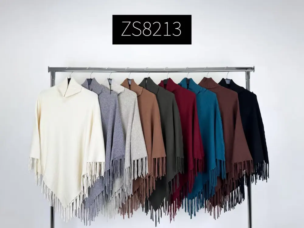 Pončo teplé s rolákem bez rukávu dámské (S/M/L ONE SIZE) ITALSKÁ MÓDA IMPNF25ZS8213