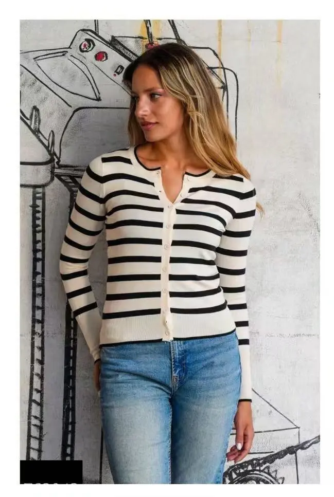 Svetr tenký na knoflíky dlouhý rukáv dámský (S/M/L ONE SIZE) ITALSKÁ MÓDA IMPNF25ZS3042